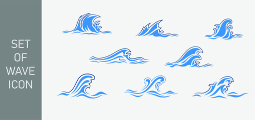 Set of Wave water icon vector template for business/company