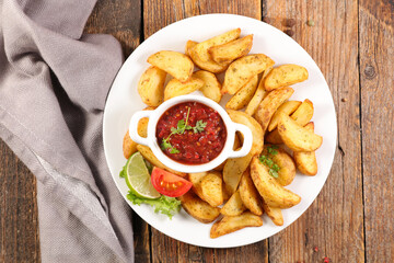 plate of french fries and ketchup