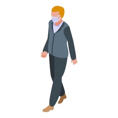 Quarantine school boy walking icon. Isometric of quarantine school boy walking vector icon for web design isolated on white background