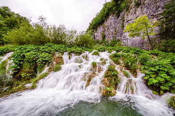Waterfall cascade in Plitvice Lakes National Park, Croatia