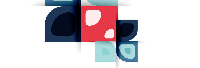 Fototapeta premium Set of vector modern geometric abstract backgrounds with repeating abstract round shapes patterns and shadow effects
