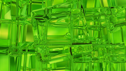 Green tiled mosaic background with copy space. 3D rendering