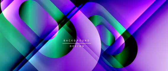 Vector geometric abstract background with lines and modern forms. Fluid gradient with abstract round shapes and shadow and light effects