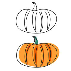 orange pumpkin doodle linear pumpkin with strokes for the holiday
