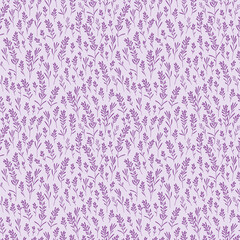 Cute floral seamless pattern with brushes of lavender flowers for textile, wallpapers, gift wrap, covers and scrapbook. Vector.