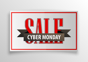 Cyber monday sale calligraphy banner. Written letter cyber monday sale poster. Advertising design illustration. Flat ribbon cyber monday sale lettering banner. Seasonal holidays discounts promo offer