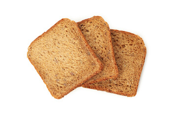 Dark bread slices isolated on white background