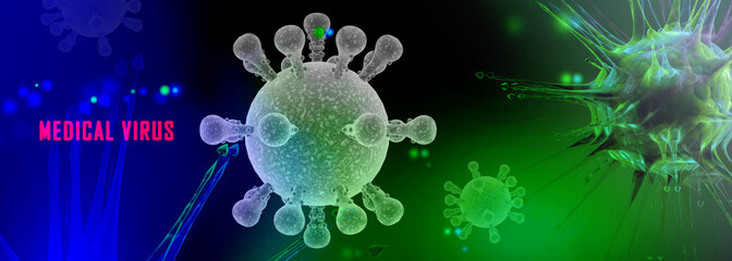 Obraz premium 3d render Corona virus microscopic view 