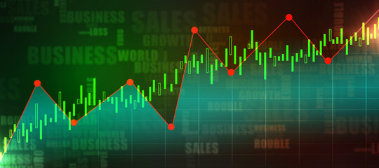 2d rendering Stock market online business concept. business Graph 