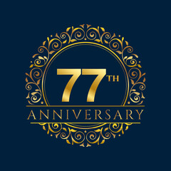 77 years anniversary logo template. Vector and illustration