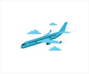 simple flat vector design of airplane flying coming down maneuver illustration