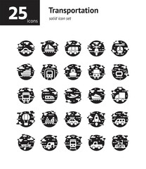 Transportation solid icon set. Vector and Illustration.