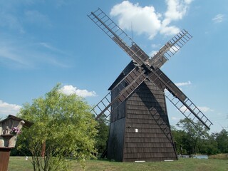 Fototapeta na wymiar historical wooden windmill in poland
