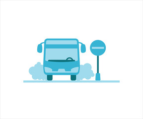 simple flat design illustration of bus stop take in or drop in the airport