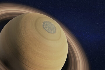 Saturn planet of solar system North pole with ring. 3D rendered illustration. Elements of this image were furnished by NASA © ALEXANDR YURTCHENKO