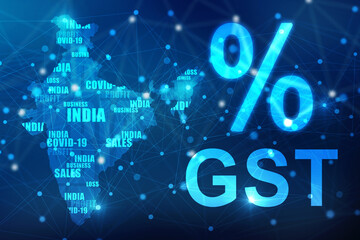 2d rendering GST Tax India with percentage