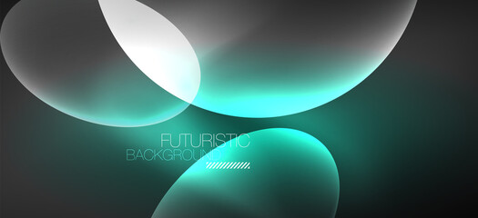 Neon ellipses abstract backgrounds. Shiny bright round shapes glowing in the dark. Vector futuristic illustrations for covers, banners, flyers and posters and other