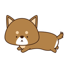 年賀状に使える干支（戌）が走っているイラスト