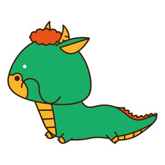 年賀状に使える干支（辰）が走っているイラスト