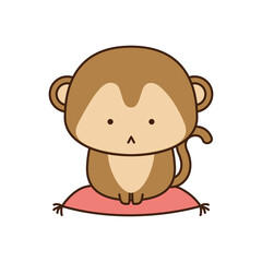 年賀状に使える干支（申）が座布団に座っているイラスト