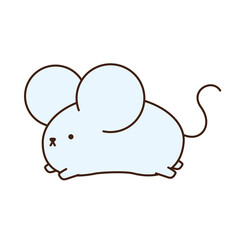 年賀状に使える干支（子）が走っているイラスト