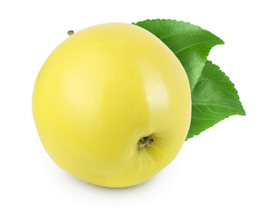 yellow apple isolated on white background with clipping path and full depth of field
