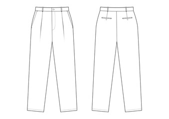 Fashion technical drawing of mens trousers