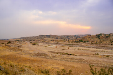 Autumn and sunset landscape - Adiyaman, Turkish- September 14, 2020