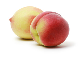 ripe peach on white background 