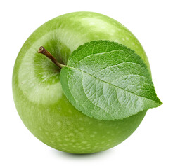 Fototapeta na wymiar Fresh organic apple with leaves isolated