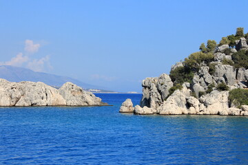 Fototapeta premium The Mediterranean sea and the rocky coasts of Turkey