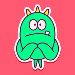 kawaii doodle cartoon monster designs for wallpaper, stickers, coloring books, pins, emblems, logos and more
