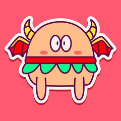 kawaii doodle cartoon monster designs for wallpaper, stickers, coloring books, pins, emblems, logos and more