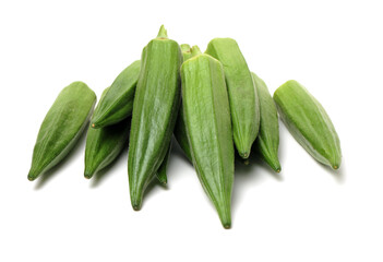 Fresh young okra isolated on white background