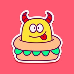 kawaii doodle cartoon monster designs for wallpaper, stickers, coloring books, pins, emblems, logos and more