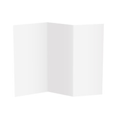 White paper sheet with vertical folds isolated