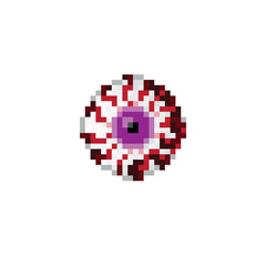 Bloody eyes. Halloween pixel art. Bloody eyeball. Vector picture.