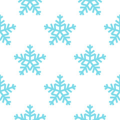 Snowflakes. Blue seamless pattern on white