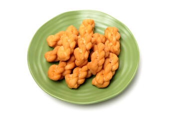 Chinese fried dough twist on white background