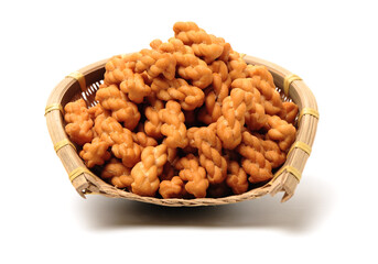 Chinese fried dough twist on white background