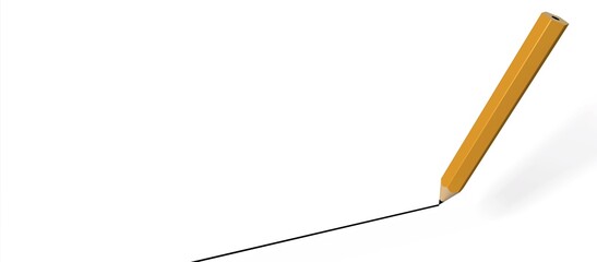 Yellow single pencil colorful designation. 3D rendering.