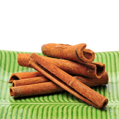 Cinnamon on a white background