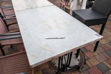 tables and chairs in a restaurant