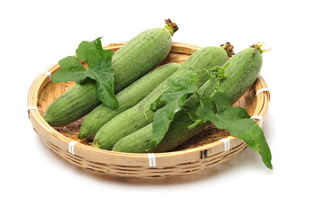 fresh loofah on the white background 