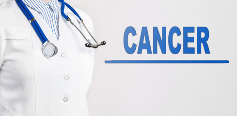 Word CANCER on a white background. Medical concept