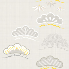 Seamless pattern with pine tree. Japanese pattern. Ornament with oriental motifs. Vector.