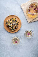 Rose tea and sesame peanut candy dessert