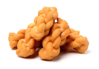 Chinese fried dough twist on white background.