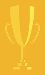 Winner golden champion goblet cup prize isolated on yellow