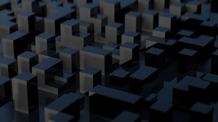 3d rendering of  black abstract background with cubes